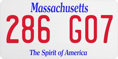 MA license plate 286GO7
