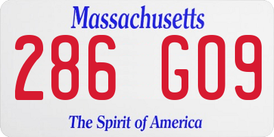 MA license plate 286GO9