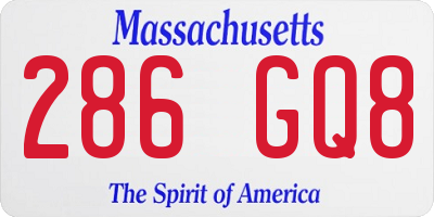 MA license plate 286GQ8