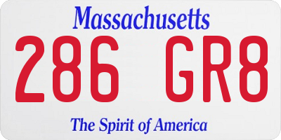 MA license plate 286GR8