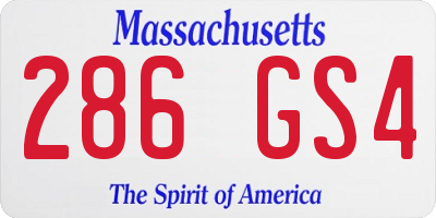 MA license plate 286GS4