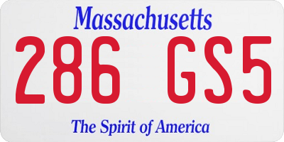 MA license plate 286GS5