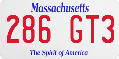 MA license plate 286GT3