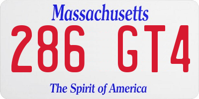 MA license plate 286GT4