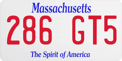 MA license plate 286GT5