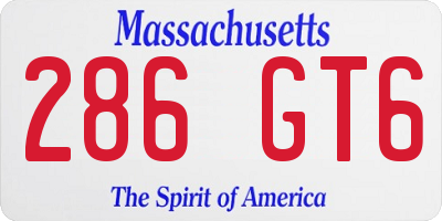 MA license plate 286GT6