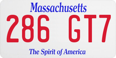 MA license plate 286GT7