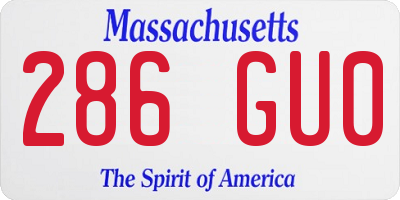 MA license plate 286GU0