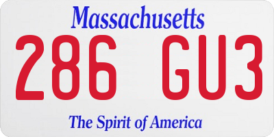 MA license plate 286GU3
