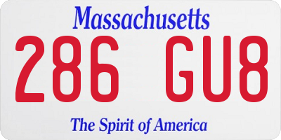 MA license plate 286GU8