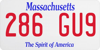 MA license plate 286GU9