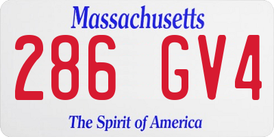 MA license plate 286GV4