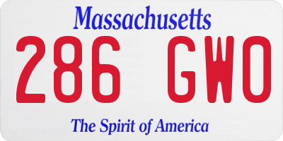 MA license plate 286GW0
