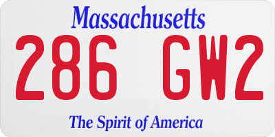 MA license plate 286GW2