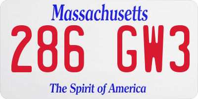 MA license plate 286GW3