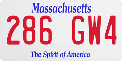MA license plate 286GW4