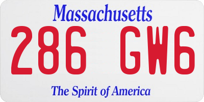 MA license plate 286GW6