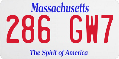 MA license plate 286GW7