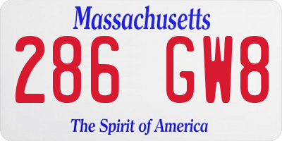 MA license plate 286GW8