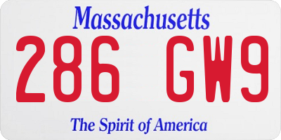 MA license plate 286GW9