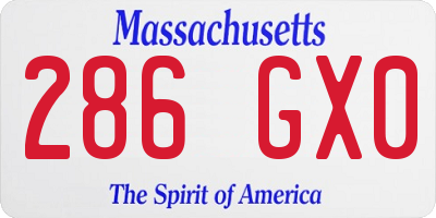 MA license plate 286GX0