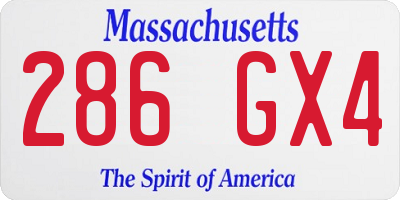 MA license plate 286GX4
