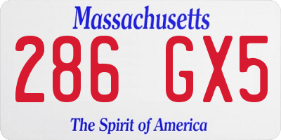 MA license plate 286GX5
