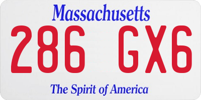 MA license plate 286GX6