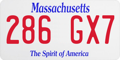 MA license plate 286GX7