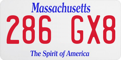 MA license plate 286GX8