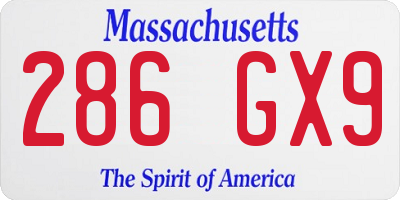 MA license plate 286GX9