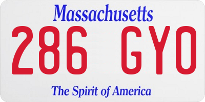 MA license plate 286GY0