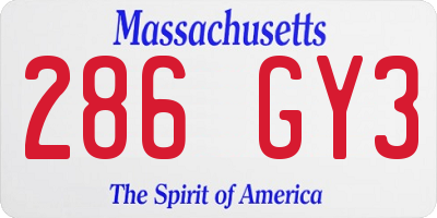 MA license plate 286GY3