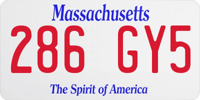 MA license plate 286GY5