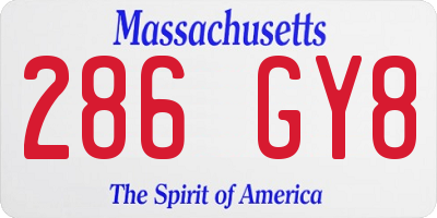 MA license plate 286GY8