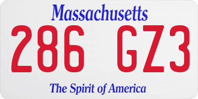 MA license plate 286GZ3