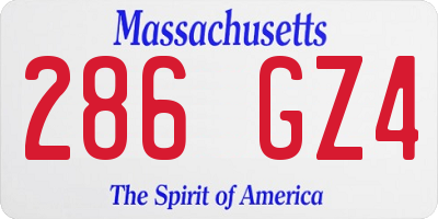 MA license plate 286GZ4