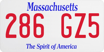 MA license plate 286GZ5