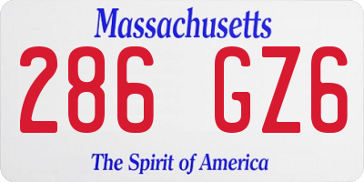 MA license plate 286GZ6