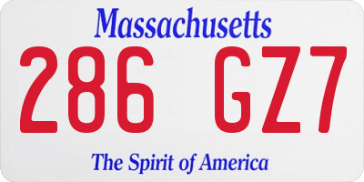 MA license plate 286GZ7