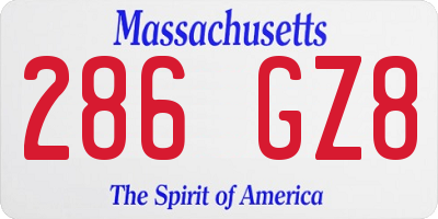 MA license plate 286GZ8