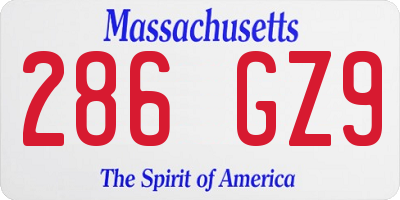 MA license plate 286GZ9