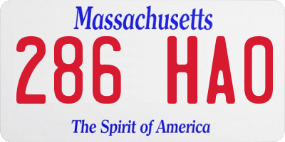 MA license plate 286HA0