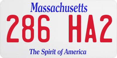 MA license plate 286HA2