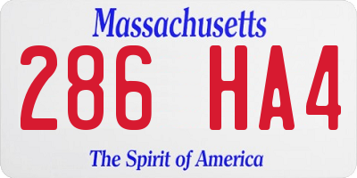 MA license plate 286HA4