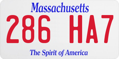 MA license plate 286HA7