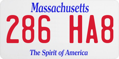 MA license plate 286HA8