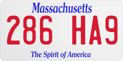 MA license plate 286HA9