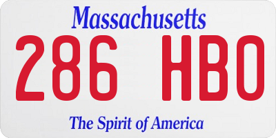 MA license plate 286HB0
