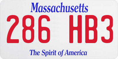 MA license plate 286HB3